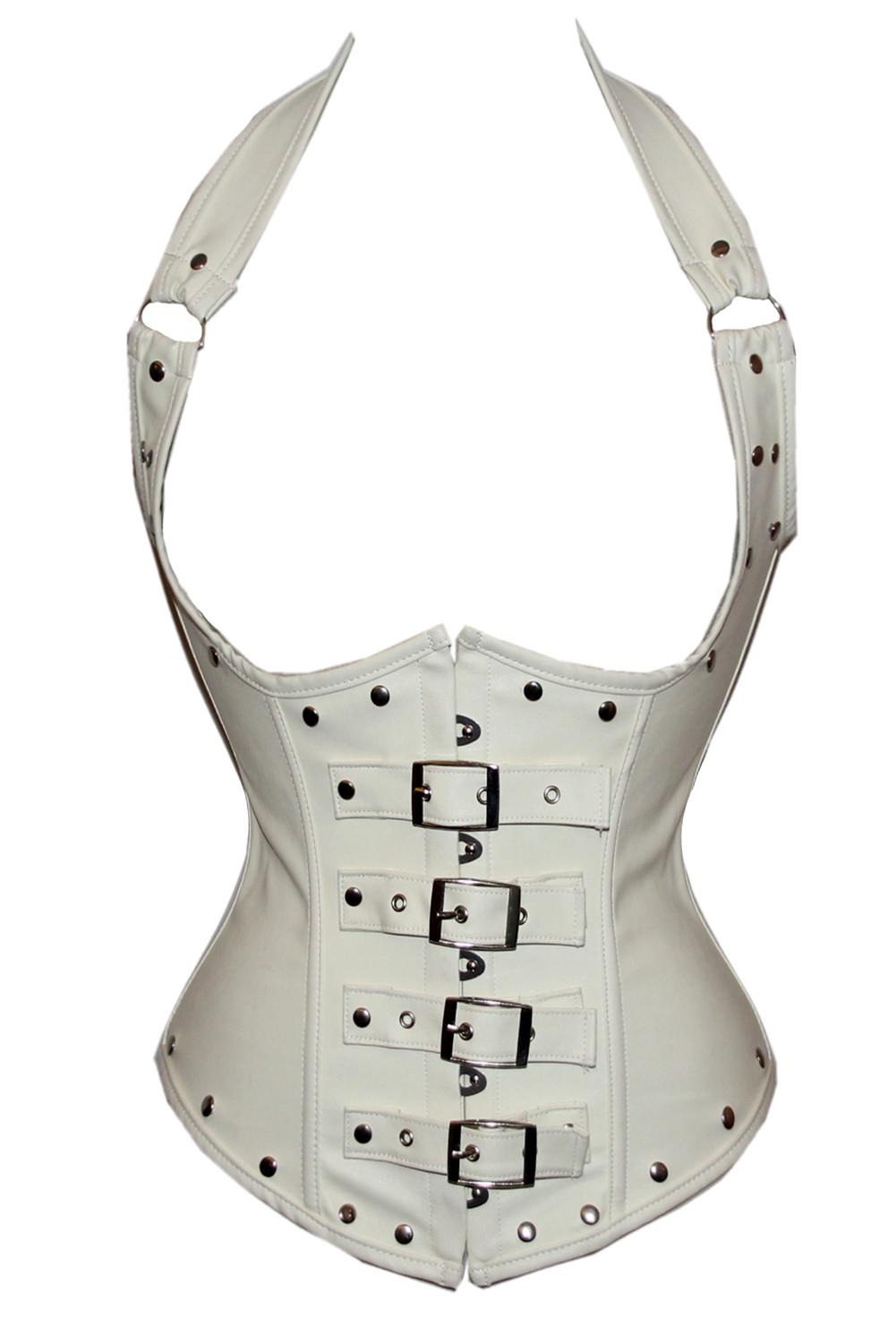 White Leather Underbust Corset